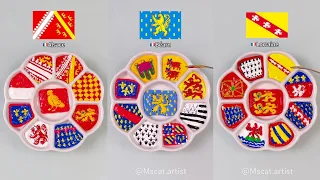 Guess the Final Color! French regional flags Collection | Color Mixing | ASMR#art#satisfying#flags