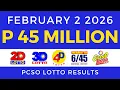 Lagu Lotto Result Today 9pm February 2 2026 PCSO