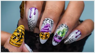 3D Witchy Pumpkin Nails Tutorial Spooky Halloween Nail Art Ideas