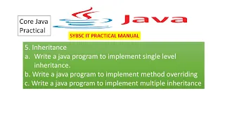 Core Java Practical Practical 5 Java Basics inheritance method overriding interface