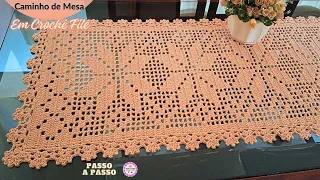 CAMINHO DE MESA EM CROCHÊ FILÉ/TRILHO DE MESA-LINDO FÁCIL DE FAZER-PARTE 01 #semprecirculo #crochet