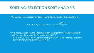 Algorithms Module 1 Sorting Algorithms Part 1 Selection Sort