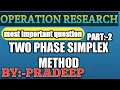 Two phase simplex method in Hindi by Pradeep sir
