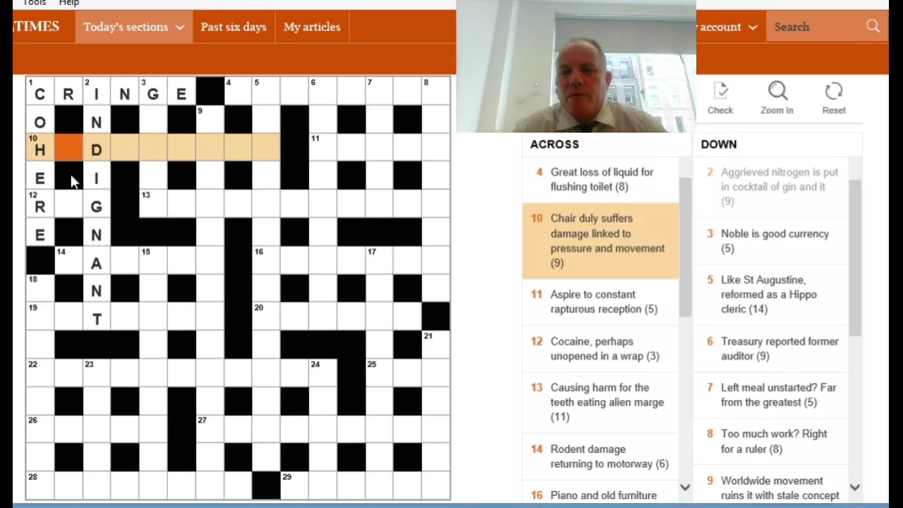 Solving the Times Crossword on 27th Sept