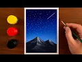 Moonlight painting with poster colour Night scenery painting Painting