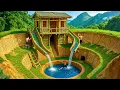 Download Lagu 90 Days Building a Bamboo Cliffside House with a Slide into Underground Swimming Pool in the Jungle