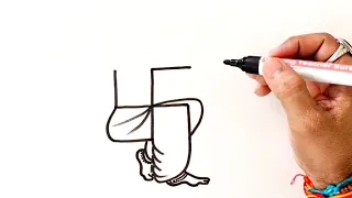 भगवान श्रीकृष्ण आसान चित्र स्वस्तिक के आकार सें - Swastik into easy drawing of lord Krishna drawing