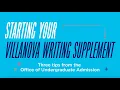 Starting Your Villanova Writing Supplement