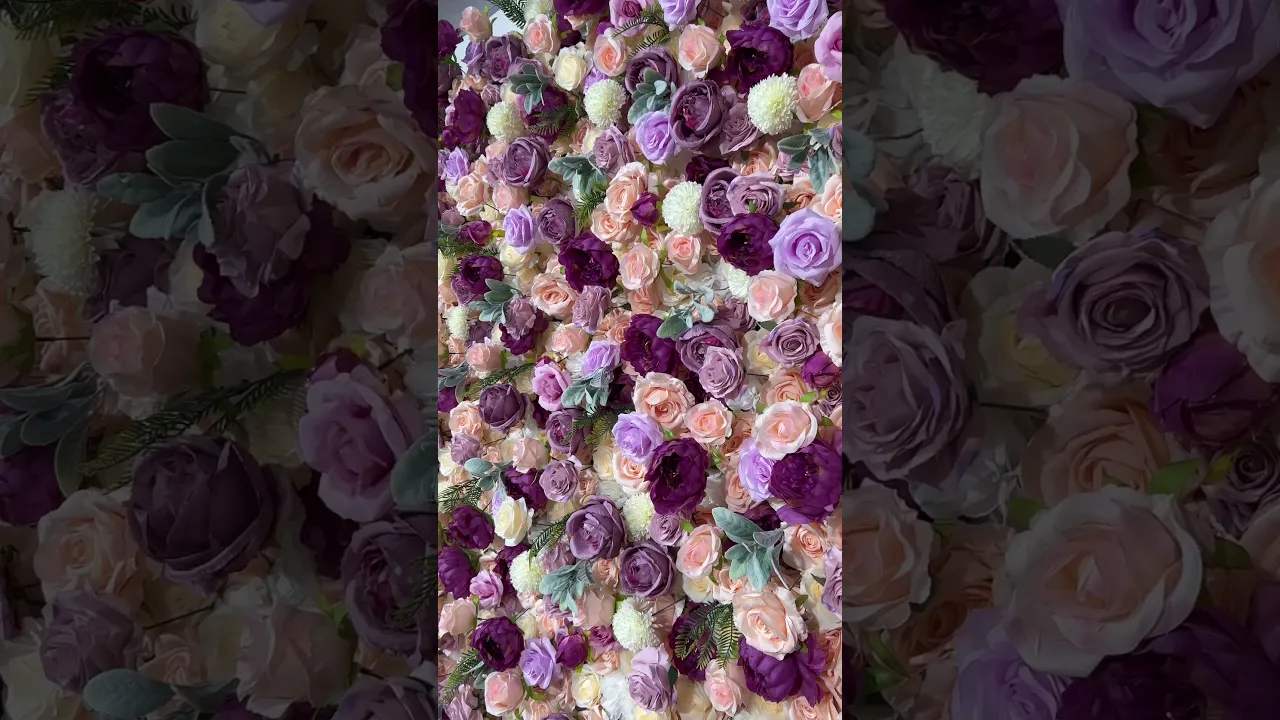 Aliflowers Purple Elegance Flower Wall Lush Roses & Pastel Blooms Cloth Backdrop
