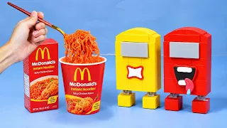 Lego Among Us in Real Life - How to Make Among Us Characters Mukbang - Stop Motion Cooking & ASMR