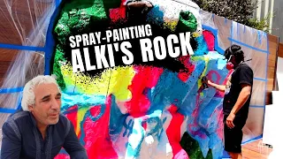 Spray painting a Crazy Rock Feature in Billionaire Alki Davids house