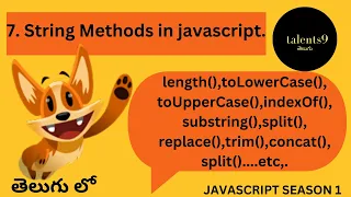 String Methods in javascript telugu javascript string methods for beginners web development