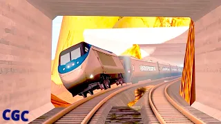 beamng drive diesel and electric train crashes 4