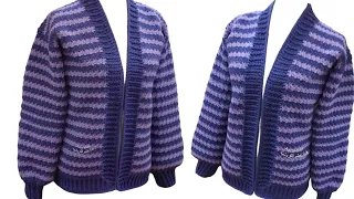 جاكيت كروشيه بدون حردات سهل جدا للمبتدئين ج١ Crochet Jacket Crochet Cardigan 