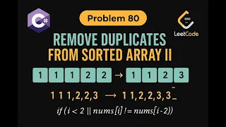 LeetCode 80 Remove Duplicates from Sorted Array II C Solution Two Pointer Approach