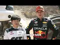 F1 Drivers Race HUGE Mega Trucks! (Max Verstappen vs Yuki Tsunoda)