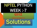 NPTEL python programming assignment solution week 7 NPTEL python assignment week 7