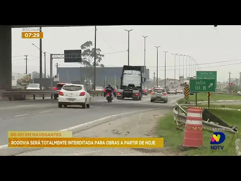 BR-101 em Navegantes: rodovia será totalmente interditada para obras a partir desta terça