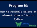 How to randomly select an element from a list in Python Part 10