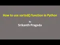 How to use sorted function in Python