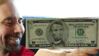 US 5 Dollar Bill 2003 rotating