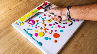 Quick & Easy Acrylic Abstract Painting / Simple Swipe Technique 