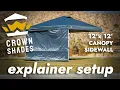 Crown Shades 12 x12 Canopy with Wall Panel - Explainer Setup RM144-S1