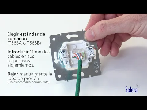 Montaje de la toma de datos RJ45 Cat. 6 UTP. Válido para las series Europa y Mural de Solera.
