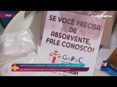 Menstrue livremente: projeto criciumense auxiliar mulher em situação de pobreza menstrual