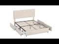Assemble VECELO Upholstered Platform Bed Frame Platform with 4 Storage Drawers