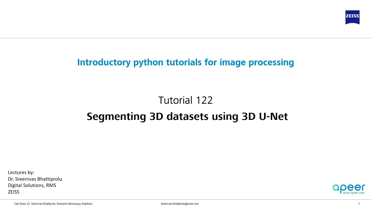 Tutorial 122 - Segmenting 3D datasets using 3D U-Net