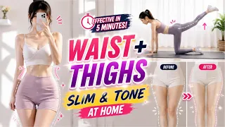 🩵 SLIM WAIST & LEAN THIGHS! 🩶 10 Min No-Equipment Routine for Girls 🩶