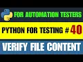 Python for Testers How to Read Verify File Content