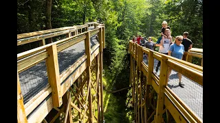 Walk the new fully accessible 1 100-foot boardwalk at Ta uamenon Falls