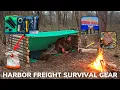 Solo Overnight Doing a 100 Harbor Freight Survival Challenge in The Woods and Ribeye on a Stick