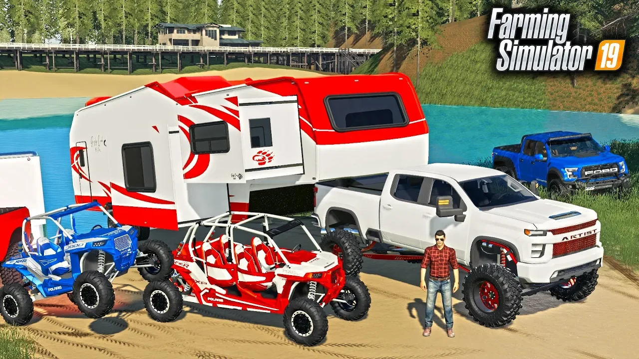 MEMORIAL DAY CAMPING AT THE LAKE! FORD RAPTOR 6x6, RZR & MORE | FARMING SIMULATOR 2019