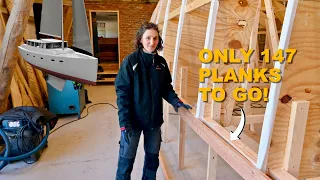 The First Of 150 Strip Planks | DIY 50 Ft Sailboat – Ep. 344 RAN Sailing