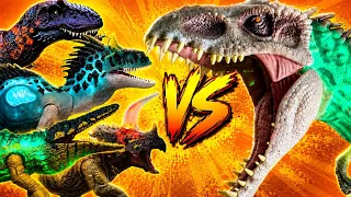 ¡DINOSAURIOS CON LUZ VS INDOMINUS REX!!