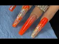 Orange Acrylic Nails tutorial Nail Supplies Haul not polish chisel etc