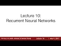 Lecture 10 Recurrent Neural Networks