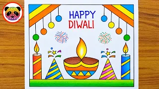 Diwali Drawing / Diwali Drawing Easy Step by Step / Happy Diwali Drawing / Diwali Diya Drawing