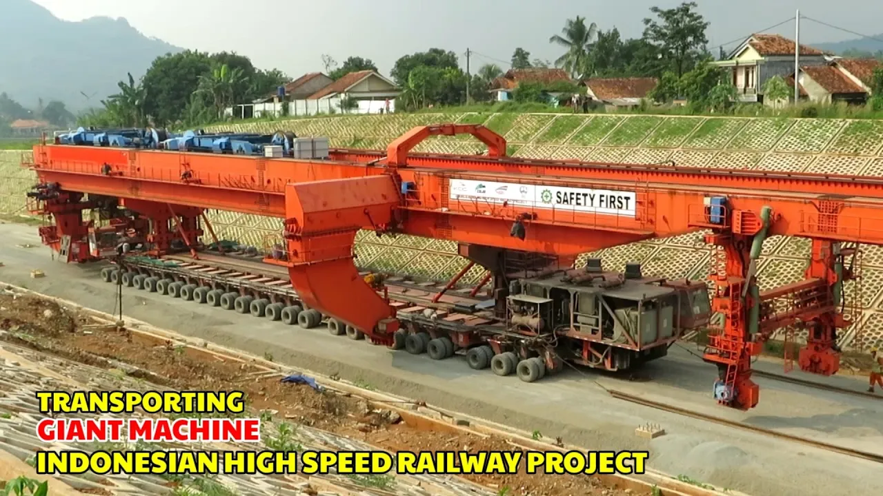 Transporting Giant Machine Of Indonesian high speed railway project. Proyek Kereta Cepat Indonesia.