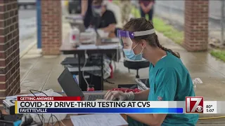 COVID-19 drive-thru testing at CVS in Fayetteville