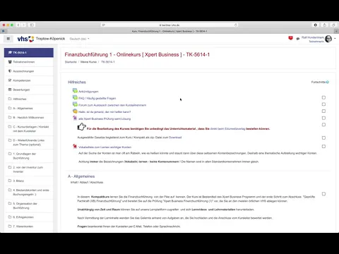 Finanzbuchhaltung Onlinekurs Grundlagen der VHS Treptow-Ku00f6penick / Fibu 1online lernen XpertBusiness