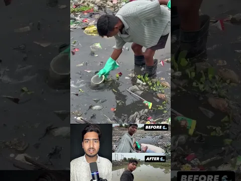 20 साल के बिट्टू तबाही ने अकेले नदी साफ़ कर दिया 😳 #rivercleanup #viralnews #madhyapradesh