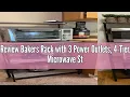 Review Bakers Rack with 3 Power Outlets 4-Tier Microwave Stand with Storage Freestanding Kitchen