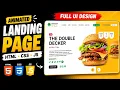Animated Burger Landing Page in HTML CSS JavaScript Full Tutorial