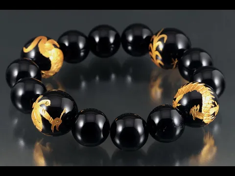 四神彫刻オニキス20mm×オニキスブレスレット｜天然石通販キラリ石