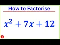 Factorise x 2 7x 12 Factor x2 7x 12