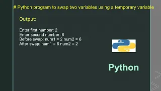 Python program to swap two variables using a temporary variable